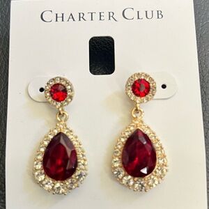 Macy's Charter Club Ruby Red and Gold Teardrop Earrings